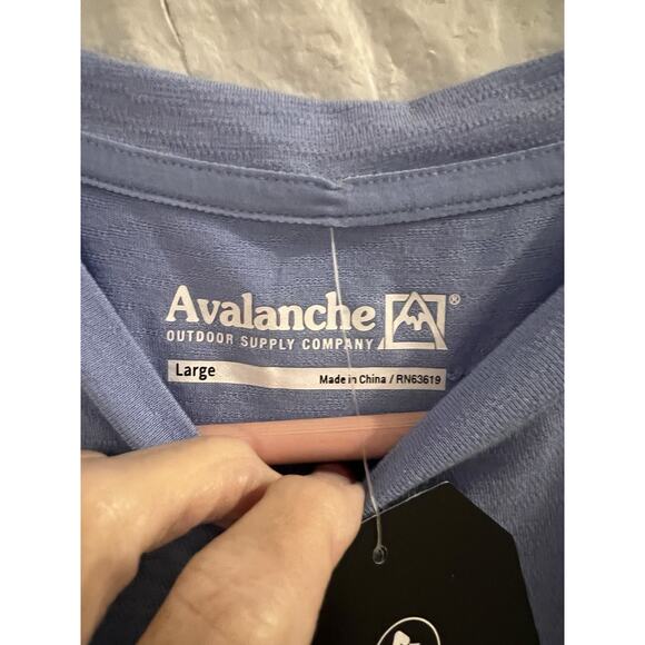 Avalanche Blue Slub Jersey Tee With Shaped Hem Women’s Sz L Gorpcore Hiking NWT - Picture 5 of 8